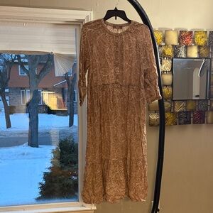 Beige and White Floral dress